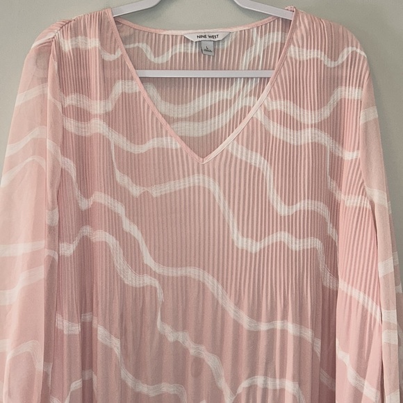 Nine West Pink White Shirt Top L XL - Picture 2 of 7